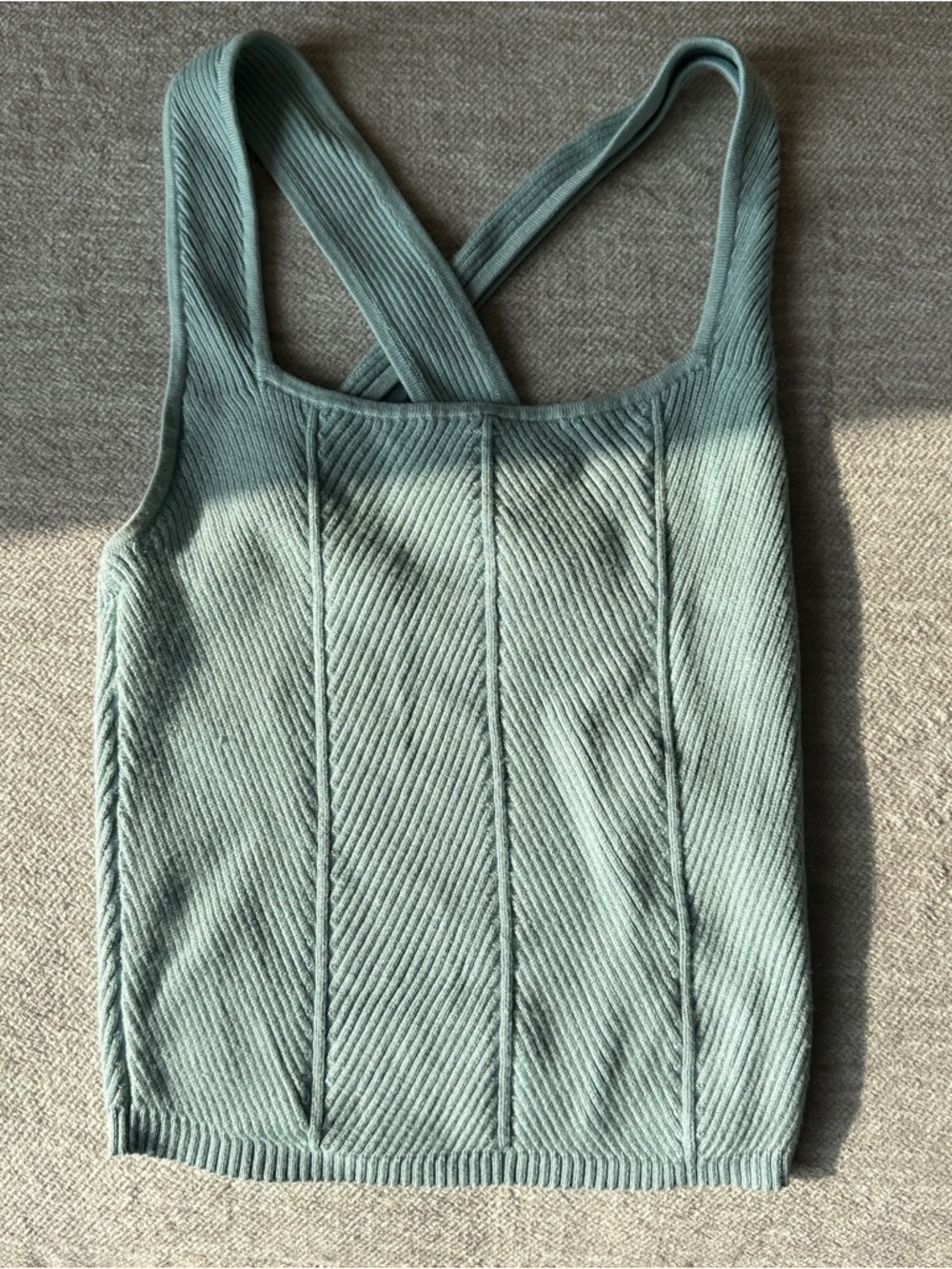 Abercrombie & Fitch Ribbed Crossback Tank in Sage